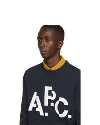 A.P.C. Navy Misaligned Logo Sweatshirt