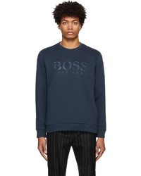 BOSS Navy Mixed Jersey Sweatshirt