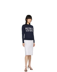 Nina Ricci Navy Silk Branded Sweatshirt