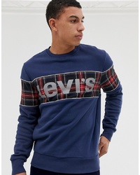 Levi's Reflective Logo Check Panel Sweatshirt In Navy