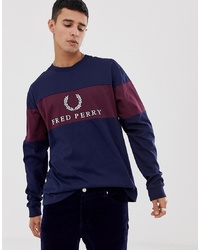 Fred Perry Sports Authentic Contrast Panel Sweatshirt In Navy