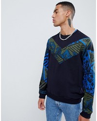 Versace Jeans Sweatshirt With Blue Chevron Print