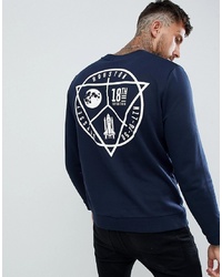 ASOS DESIGN Sweatshirt With Houston Chest And Back Print In Navy