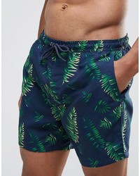 Brave Soul Bravesoul 2 Pack Swim Shorts In Tropical Print And Navy Plain