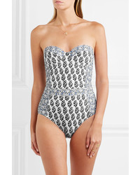 Tory Burch Printed Underwired Swimsuit Navy
