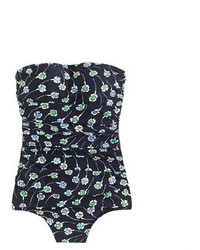 J Crew Ruched Bandeau One Piece Swimsuit In Falling Foral Print 118 J Crew Lookastic