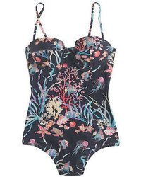 J.Crew Underwire Bandeau One Piece Swimsuit In Ratti Under The Sea Print