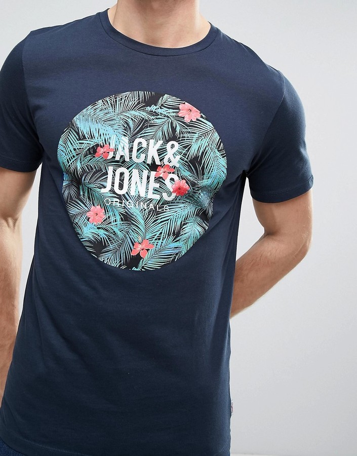 Jack & Jones Originals T-shirt and shorts set with logo in navy