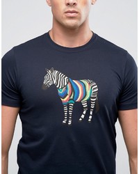 Paul Smith Ps By Slim Fit Zebra Print T Shirt In Navy