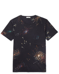 Valentino Slim Fit Firework Print Cotton Jersey T Shirt