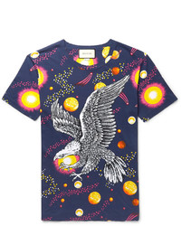 Gucci Space Eagle Printed Cotton Jersey T Shirt