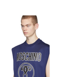 Moschino Blue Logo Sleeveless T Shirt