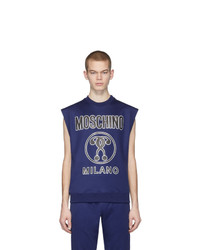 Moschino Blue Logo Sleeveless T Shirt