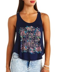 Charlotte Russe Love More Floral Graphic Tank Top