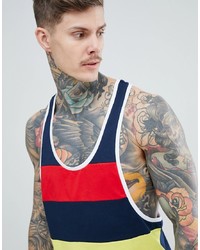 ASOS DESIGN Extreme Racer Back Vest With Colour Block In Navy