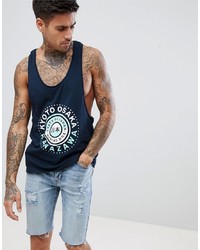 ASOS DESIGN Extreme Racer Back Vest With Japanese City Text