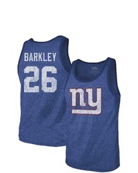 Majestic Threads Fanatics Branded Saquon Barkley Royal New York Giants Name Number Tri Blend Tank Top At Nordstrom