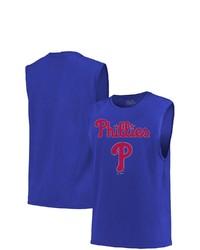 Majestic Threads Royal Philadelphia Phillies Softhand Muscle Tank Top