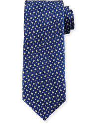 Neiman Marcus Pine Paisley Print Silk Tie Navy