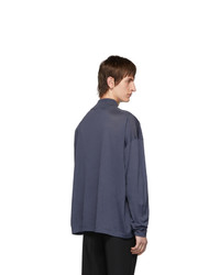 Jil Sander Blue Oversized Boxy Logo Sweater