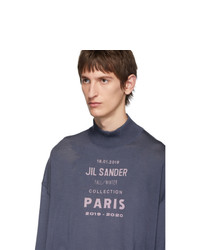 Jil Sander Blue Oversized Boxy Logo Sweater