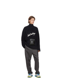 Balenciaga Navy Oversized Signature Logo Turtleneck