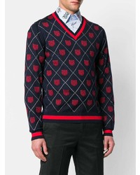 Gucci Bear Intarsia V Neck Sweater