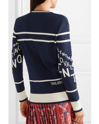 Valentino Intarsia Wool And Cashmere Blend Sweater