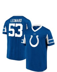 FANATICS Branded Darius Leonard Royal Indianapolis Colts Hashmark Player Name Number V Neck Top
