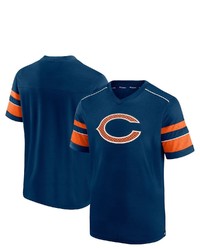 FANATICS Branded Navy Chicago Bears Textured Hashmark V Neck T Shirt