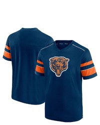 FANATICS Branded Navy Chicago Bears Textured Throwback Hashmark V Neck T Shirt