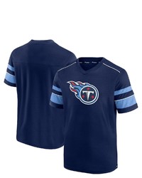 FANATICS Branded Navy Tennessee Titans Textured Hashmark V Neck T Shirt