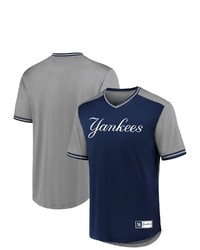 FANATICS Branded Navygray New York Yankees Iconic Walk Off V Neck Jersey T Shirt