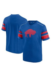 FANATICS Branded Royal Buffalo Bills Textured Throwback Hashmark V Neck T Shirt