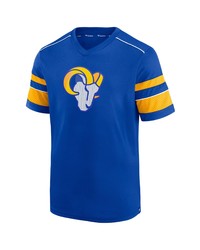 FANATICS Branded Royal Los Angeles Rams Textured Hashmark V Neck T Shirt