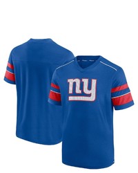 FANATICS Branded Royal New York Giants Textured Hashmark V Neck T Shirt