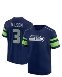 FANATICS Branded Russell Wilson College Navy Seattle Seahawks Hashmark Name Number V Neck T Shirt