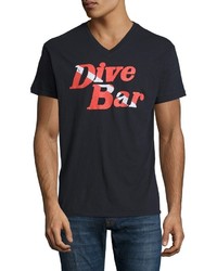 Sol Angeles Dive Bar V Neck T Shirt Navy