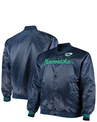 Mitchell & Ness Navy Dallas Mavericks Hardwood Classics Satin Full Snap Jacket At Nordstrom