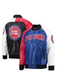 STARTE R Blueredwhite Detroit Pistons Tricolor Remix Raglan Full Snap Jacket