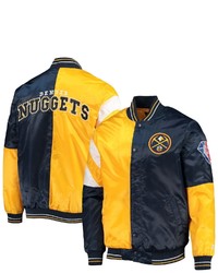 STARTE R Goldnavy Denver Nuggets 75th Anniversary Leader Color Block Satin Full Snap Jacket At Nordstrom