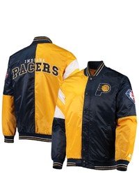 STARTE R Goldnavy Indiana Pacers 75th Anniversary Leader Color Block Satin Full Snap Jacket At Nordstrom