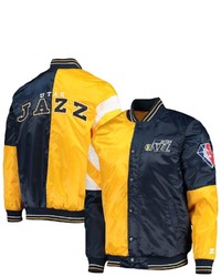 STARTE R Goldnavy Utah Jazz 75th Anniversary Leader Color Block Satin Full Snap Jacket At Nordstrom