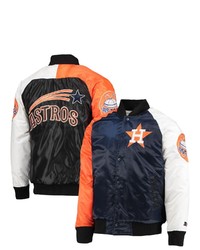 STARTE R Navyorange Houston Astros Varsity Tri Color Satin Full Snap Jacket At Nordstrom