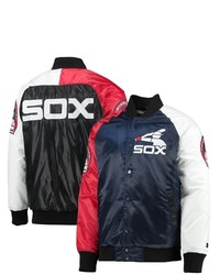 STARTE R Navyred Chicago White Sox Varsity Tri Color Satin Full Snap Jacket At Nordstrom