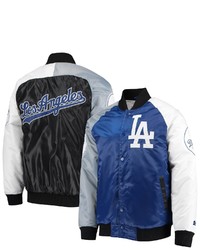 STARTE R Royalgray Los Angeles Dodgers Varsity Tri Color Satin Full Snap Jacket At Nordstrom