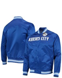 Mitchell & Ness Royal Sporting Kansas City Satin Full Snap Raglan Jacket At Nordstrom
