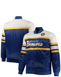 Mitchell & Ness Royalgold Milwaukee Brewers Big Tall Coaches Satin Full Snap Jacket At Nordstrom