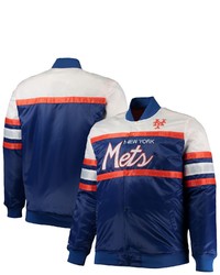 Mitchell & Ness Royalorange New York Mets Big Tall Coaches Satin Full Snap Jacket At Nordstrom