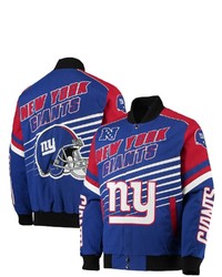 G-III SPORTS BY CARL BANKS Royalred New York Giants Extreme Strike Cotton Twill Full Snap Jacket At Nordstrom
